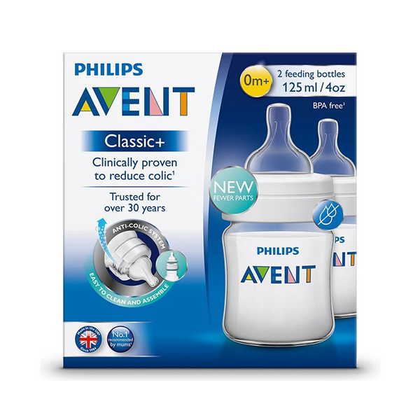 Avent Classic Feeding Bottle 125M - 2Pcs